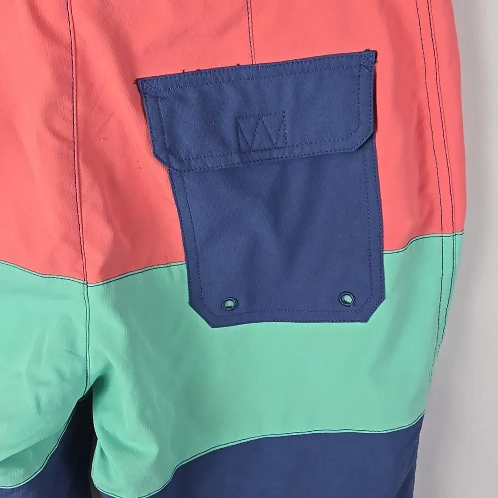 Vineyard Vines Board Shorts‎ Sz 28 Blue Teal Pink Colorblock Preppy Unlined